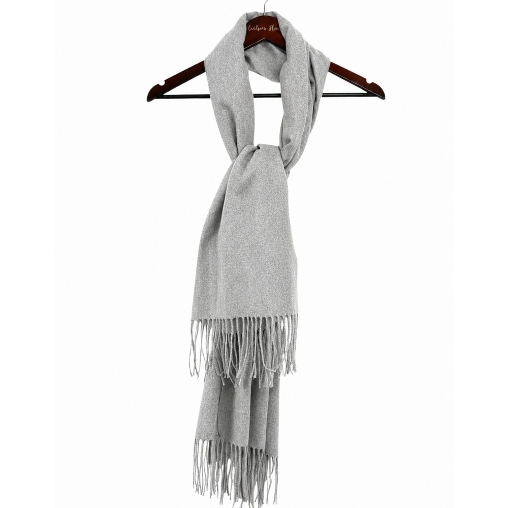 Halara Light Heather Gray Scarf 27 X 74 Coastal Super Soft Wrap Fringe Oversized